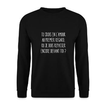 tu crois en l amour au premier regard - Sweat-shirt Unisexe - noir - Devant - Alina (178cm) & Michal (187cm)