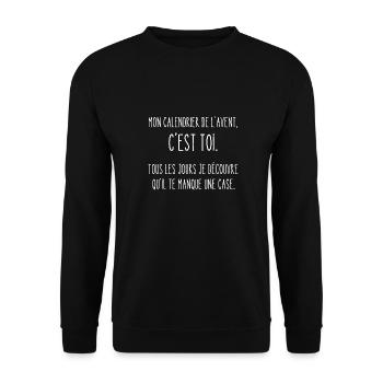 mon calendrier de l'avent c'est toi - Sweat-shirt Unisexe - noir - Devant - Alina (178cm) & Michal (187cm)