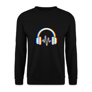 Glitch Kopfhörer – Sound Waves - Unisex Pullover - Schwarz - Vorne - Alina (178cm) & Michal (187cm)