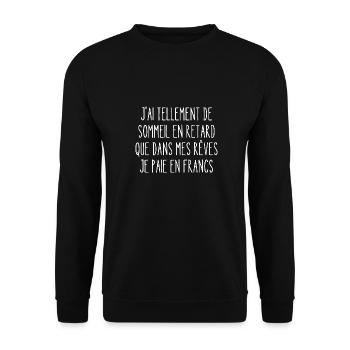 sommeil en retard - Sweat-shirt Unisexe - noir - Devant - Alina (178cm) & Michal (187cm)