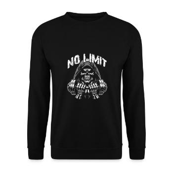 Crâne de musculation No Limit Workout avec haltère - Sweat-shirt Unisexe - noir - Devant - Alina (178cm) & Michal (187cm)