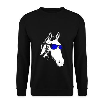 Pferd Sonnenbrille Party Pferdeliebe Reiten Pferde - Unisex Pullover - Schwarz - Vorne - Alina (178cm) & Michal (187cm)