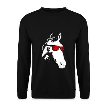 Pferd Sonnenbrille Uralub Reiten Pferdeliebe Pferd - Unisex Pullover - Schwarz - Vorne - Alina (178cm) & Michal (187cm)