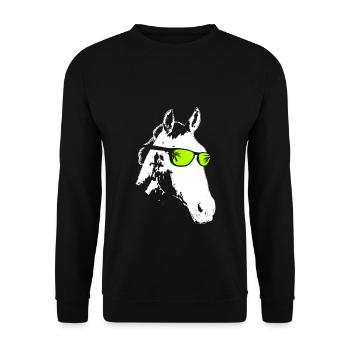 Pferd Sonnenbrille Party Pferdeliebe Reiten Pferde - Unisex Pullover - Schwarz - Vorne - Alina (178cm) & Michal (187cm)