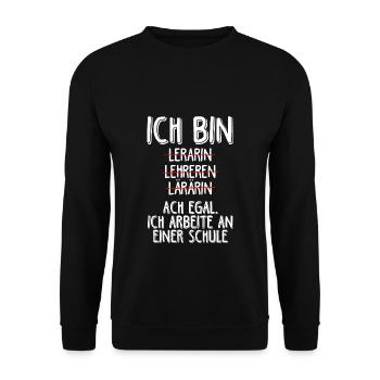 Lehrer Lehrkraft Referendar Realschule Geschenk Le - Unisex Pullover - Schwarz - Vorne - Alina (178cm) & Michal (187cm)