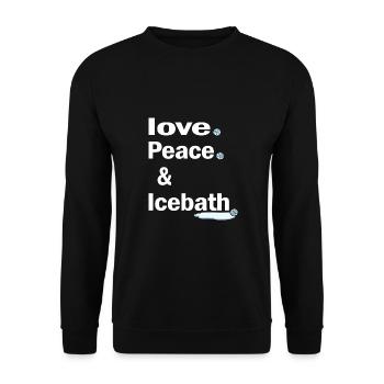 Eisbaden "love and peace im eisbad" eisbaderin - Unisex Pullover - Schwarz - Vorne - Alina (178cm) & Michal (187cm)