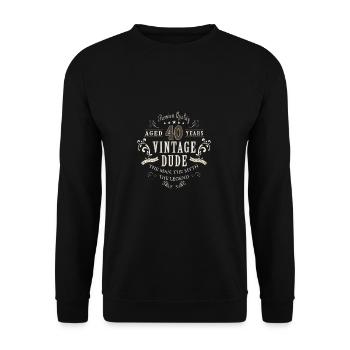 40th Birthday Vintage Birthday T-Shirt Gift - Unisex Sweatshirt - black - Front - Alina (178cm) & Michal (187cm)
