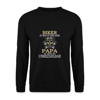 Biker Dad Motorcycle Pride Kids Marriage Wife Gift - Unisex Sweatshirt - black - Front - Alina (178cm) & Michal (187cm)