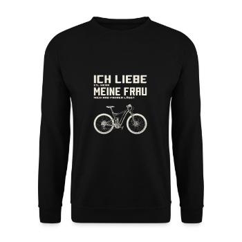Mountainbike Downhill Freeride mtblife Geschenk - Unisex Pullover - Schwarz - Vorne - Alina (178cm) & Michal (187cm)