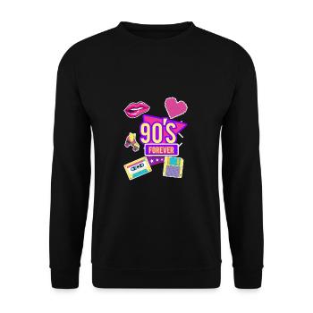 J'aime le cadeau Forever Love des années 90 et 90 - Sweat-shirt Unisexe - noir - Devant - Alina (178cm) & Michal (187cm)