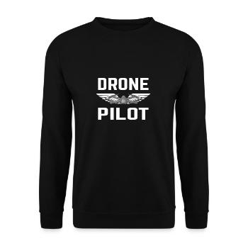 Drohne Drohnen Pilot Drone Quadrocopter Geschenk - Unisex Pullover - Schwarz - Vorne - Alina (178cm) & Michal (187cm)