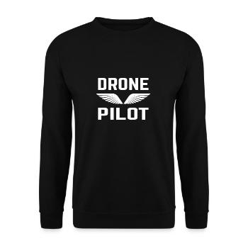 Drohne Drohnen Pilot Drone Quadrocopter Geschenk - Unisex Pullover - Schwarz - Vorne - Alina (178cm) & Michal (187cm)