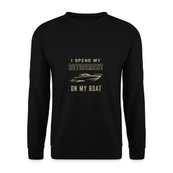 Rentner Ruhestand Motorboot Boot Geschenk - Unisex Pullover - Schwarz - Vorne - Alina (178cm) & Michal (187cm)