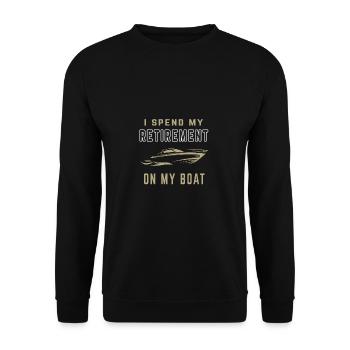 Rentner Ruhestand Motorboot Boot Geschenk - Unisex Pullover - Schwarz - Vorne - Alina (178cm) & Michal (187cm)