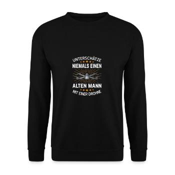 Drohne Drohnen Pilot Geschenk - Unisex Pullover - Schwarz - Vorne - Alina (178cm) & Michal (187cm)