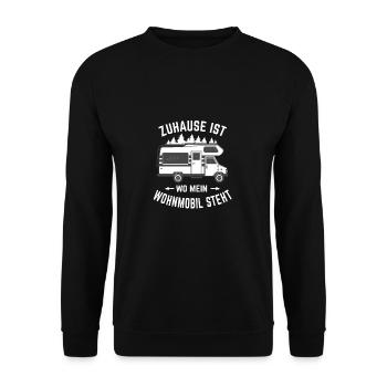 Zuhause ist wo mein Wohnmobil steht - Unisex Pullover - Schwarz - Vorne - Alina (178cm) & Michal (187cm)