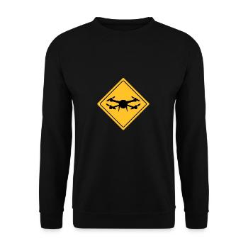 Drone with warning sign Drone flyer - Unisex Sweatshirt - black - Front - Alina (178cm) & Michal (187cm)