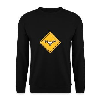 Drone with warning sign Drone flyer - Unisex Sweatshirt - black - Front - Alina (178cm) & Michal (187cm)