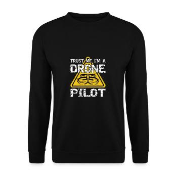Drone with warning sign Drone flyer - Unisex Sweatshirt - black - Front - Alina (178cm) & Michal (187cm)