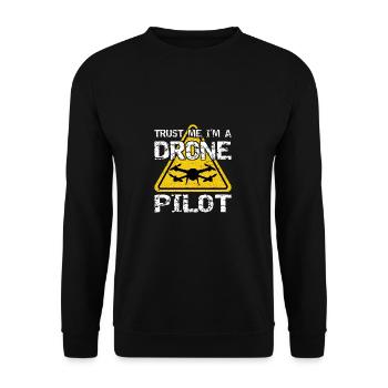 Drone with warning sign Drone flyer - Unisex Sweatshirt - black - Front - Alina (178cm) & Michal (187cm)