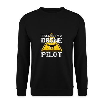 Drone with warning sign Drone flyer - Unisex Sweatshirt - black - Front - Alina (178cm) & Michal (187cm)