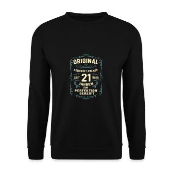 Original seit über 21 Jahren Geburtstag Geburt - Unisex Pullover - Schwarz - Vorne - Alina (178cm) & Michal (187cm)