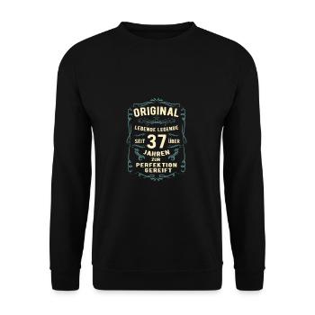 Original seit über 37 Jahren Geburtstag Geburt - Unisex Pullover - Schwarz - Vorne - Alina (178cm) & Michal (187cm)