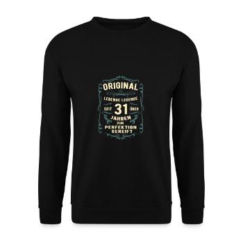 Original seit über 31 Jahren Geburtstag Geburt - Unisex Pullover - Schwarz - Vorne - Alina (178cm) & Michal (187cm)