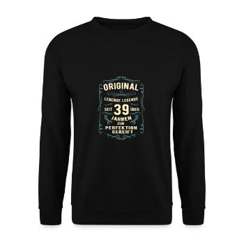 Original seit über 39 Jahren Geburtstag Geburt - Unisex Pullover - Schwarz - Vorne - Alina (178cm) & Michal (187cm)