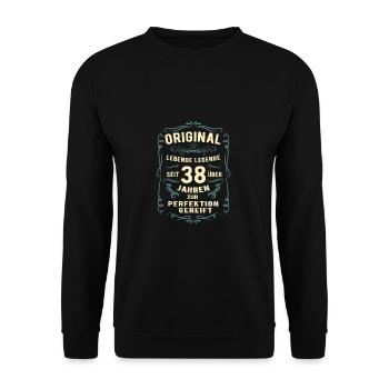 Original seit über 38 Jahren Geburtstag Geburt - Unisex Pullover - Schwarz - Vorne - Alina (178cm) & Michal (187cm)
