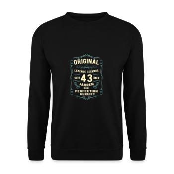 Original seit über 43 Jahren Geburtstag Geburt - Unisex Pullover - Schwarz - Vorne - Alina (178cm) & Michal (187cm)