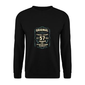 Original seit über 57 Jahren Geburtstag Geburt - Unisex Pullover - Schwarz - Vorne - Alina (178cm) & Michal (187cm)