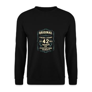 Original seit über 42 Jahren Geburtstag Geburt - Unisex Pullover - Schwarz - Vorne - Alina (178cm) & Michal (187cm)