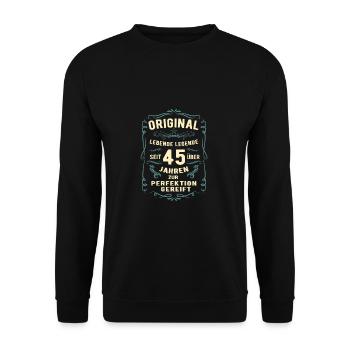 Original seit über 45 Jahren Geburtstag Geburt - Unisex Pullover - Schwarz - Vorne - Alina (178cm) & Michal (187cm)