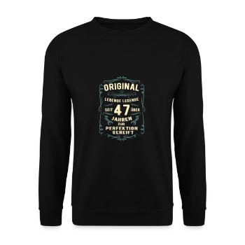 Original seit über 47 Jahren Geburtstag Geburt - Unisex Pullover - Schwarz - Vorne - Alina (178cm) & Michal (187cm)