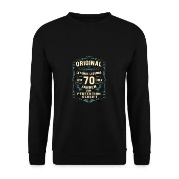 Original seit über 70 Jahren Geburtstag Geburt - Unisex Pullover - Schwarz - Vorne - Alina (178cm) & Michal (187cm)