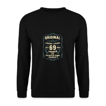 Original seit über 69 Jahren Geburtstag Geburt - Unisex Pullover - Schwarz - Vorne - Alina (178cm) & Michal (187cm)