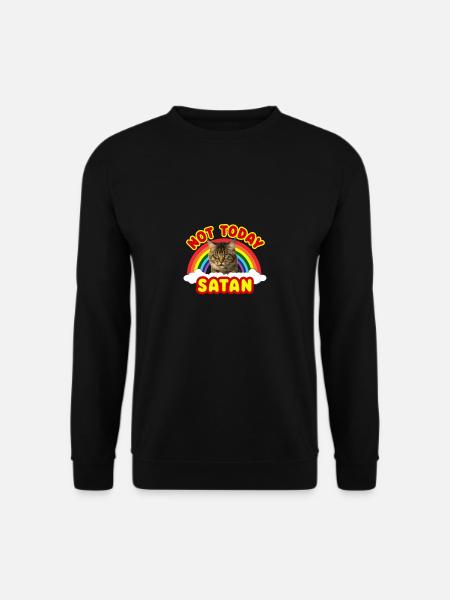 Lustige Satan Katze nicht heute Death Metal Regenbogen - Unisex Pullover - Schwarz