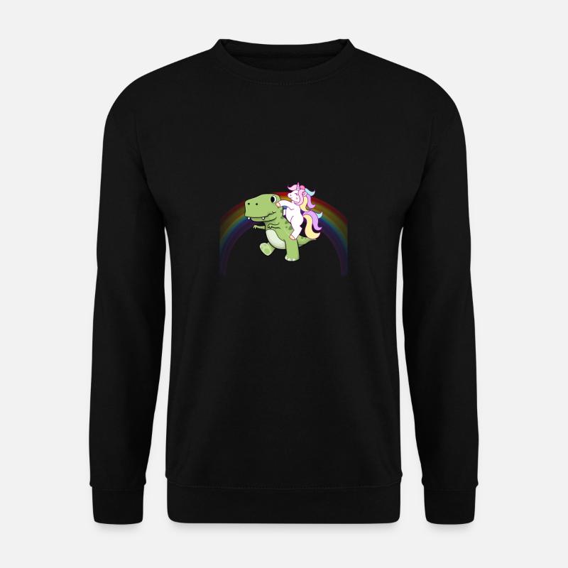 Niedliches Einhorn-Reitbaby T Rex Regenbogen - Unisex Pullover - Schwarz