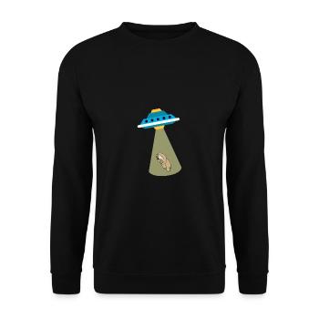 Alien Baby Sloth UFO Abduktion Niedlich - Unisex Pullover - Schwarz - Vorne - Alina (178cm) & Michal (187cm)
