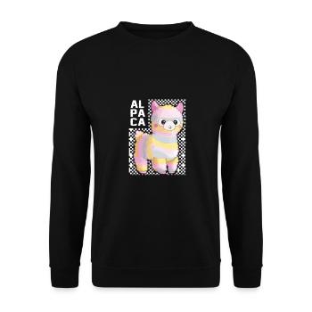 Idée cadeau arc-en-ciel alpaga lama - Sweat-shirt Unisexe - noir - Devant - Alina (178cm) & Michal (187cm)