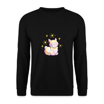 Regenbogen Alpaka Lama Sterne ,Geschenkidee - Unisex Pullover - Schwarz - Vorne - Alina (178cm) & Michal (187cm)
