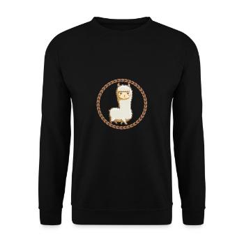Alpaga avec beaucoup de laine dans un cercle - Sweat-shirt Unisexe - noir - Devant - Alina (178cm) & Michal (187cm)