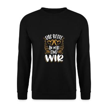 Das beste an mir sind wir Geschenk Valentinstag - Unisex Pullover - Schwarz - Vorne - Alina (178cm) & Michal (187cm)