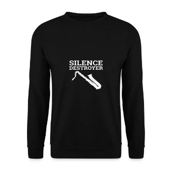 Saxophon Musik Instrument Musizieren Geschenk-Idee - Unisex Pullover - Schwarz - Vorne - Alina (178cm) & Michal (187cm)