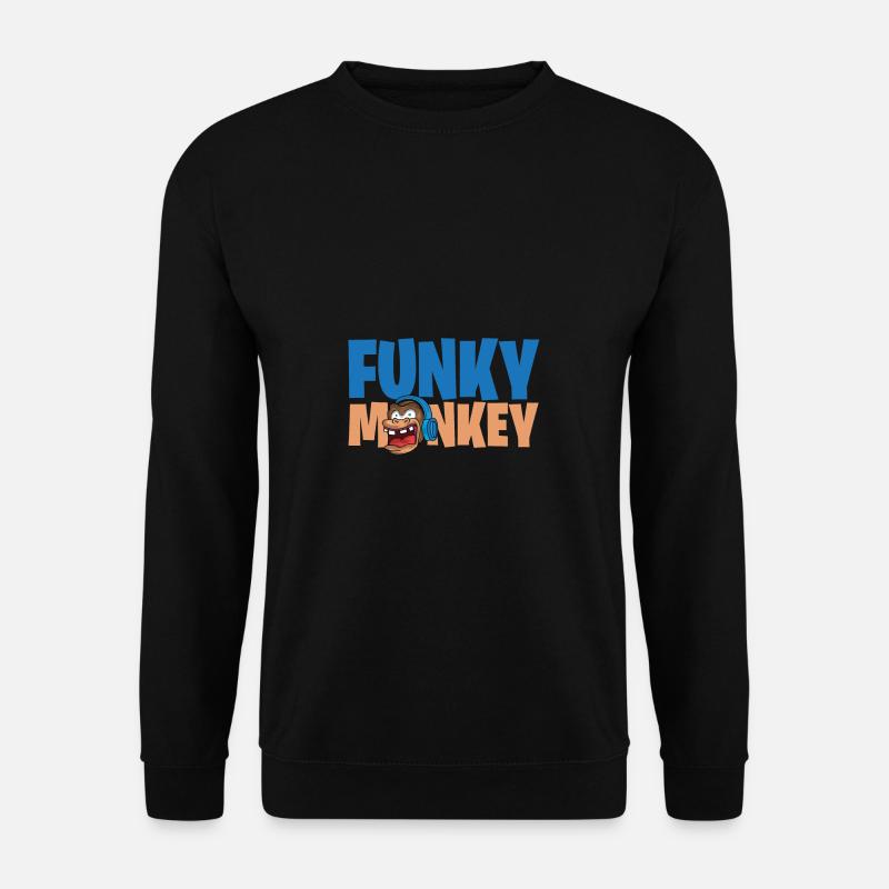 Funky Monkey Affe Kopfhoerer Geschenk - Unisex Pullover - Schwarz