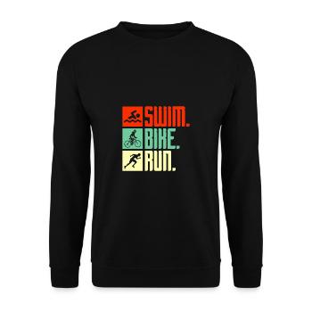 Triathlon Schwimmen Laufen Fahrrad Geschenk - Unisex Pullover - Schwarz - Vorne - Alina (178cm) & Michal (187cm)