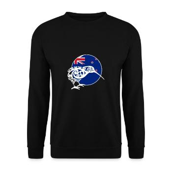 Kiwi gauche blason rond - cadeau - Sweat-shirt Unisexe - noir - Devant - Alina (178cm) & Michal (187cm)