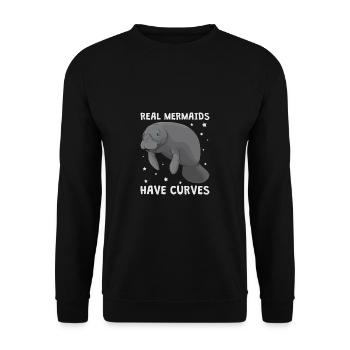 Seekuh Meerjungfrau Mermaids Have Curves Geschenk - Unisex Pullover - Schwarz - Vorne - Alina (178cm) & Michal (187cm)