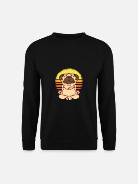 Pug puppy nerd beanie yoga dog gift - Unisex Sweatshirt - black